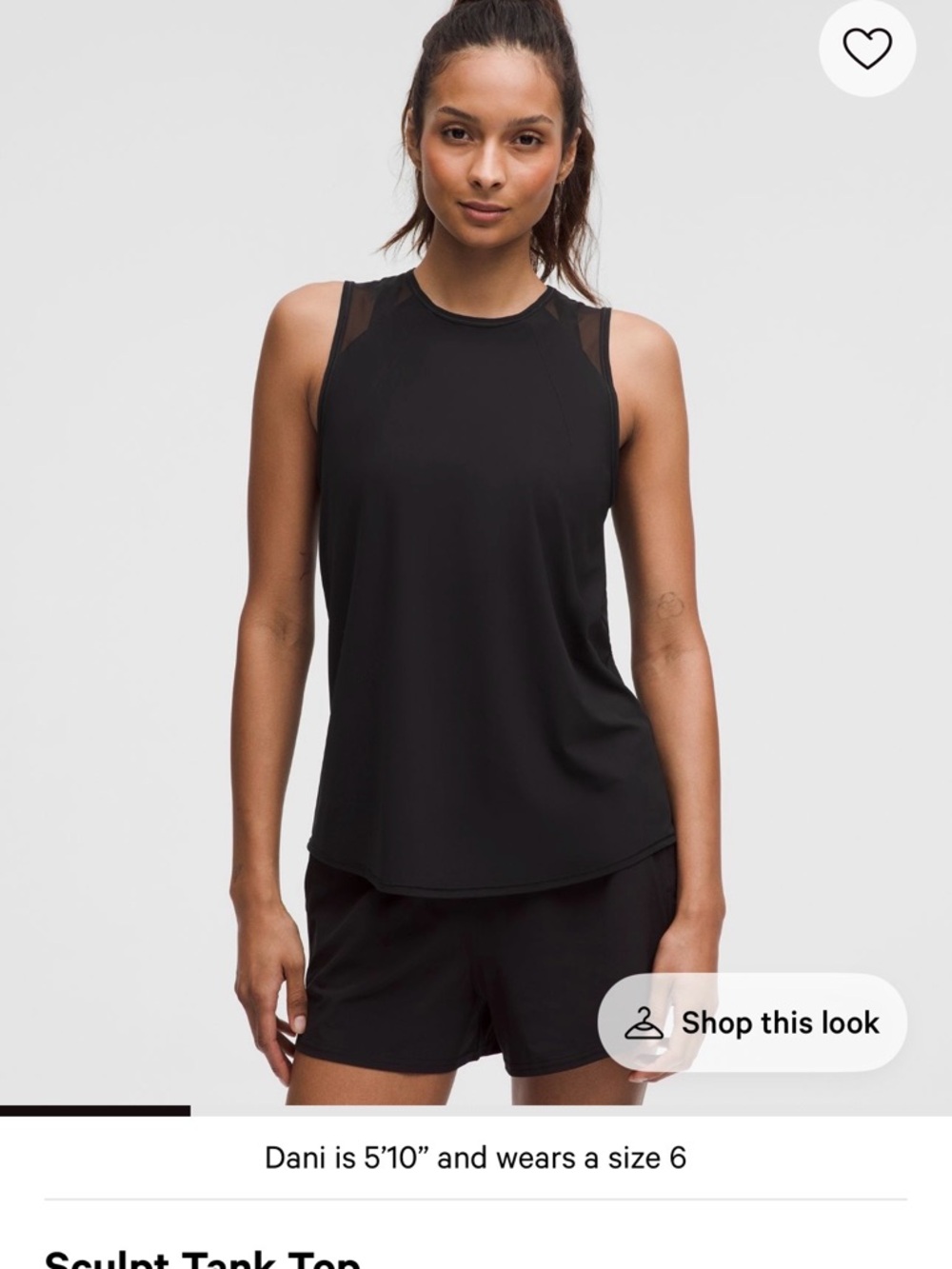 lululemon athletica Black Mesh-Shoulder Tank Top